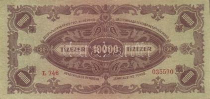1945. 1000P hibásan felragasztott bélyeggel T:II