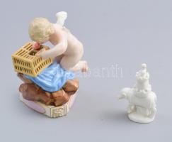 Meissen 2 darab sérült figura, jelzett, m: 7-11 cm