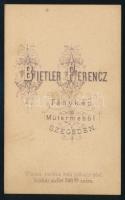 cca 1870 Hölgy és úr portréja, vizitkártya Bietler Ferenc szegedi műterméből, 10,5x6,5 cm