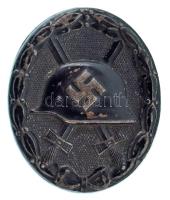 Német Harmadik Birodalom 1939. "Sebesülési jelvény fekete fokozata" préselt acéllemez kitüntetés gyártói jelzés nélkül T:VF, festés kopás German Third Reich 1939. "Verwundetenabzeichen in Schwarz" steel plate decoration without makers mark C:VF, painting worn