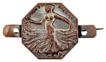 Berán Lajos (1882-1943) 1907. "Technikus bál 1907" ezüstözött bronz jelvény, hiányos (31x50mm) T:XF kopott ezüstözés