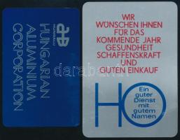 1970-1982 2 db fém kártyanaptár, az egyik Hungalu reklámmal