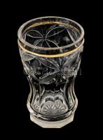 Díszpohár. cca 19. sz. második fele,, feltehetően cseh, kopott aranyozással, m: 12,5 cm