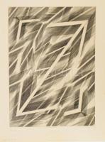 Minoru Suganuma (-): Geometrikus kompozíció, 1985. Rézkarc, papír, jelzett. Művészpéldány AP 1/3 számozással. 25x18 cm