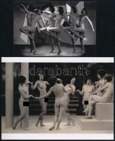 cca 1920 "Egy romantikus és egy modern tánckar", szolidan erotikus felvételek, 2 db modern nagyítás, jelzés nélkül, a néhai Népművelési Intézet táncoktatás/tánctörténet c. előadásának archívumából, 10x15 cm és 15x21 cm