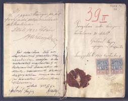 1921- Adókönyv tele okmánybélyeggel és pecséttel