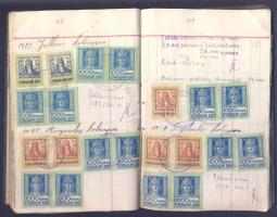 1921- Adókönyv tele okmánybélyeggel és pecséttel