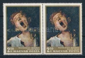 1966 Festmények I. 2,50Ft pár, az egyik bélyeg látványos festékezési hibával