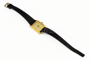 Slava 17 köves női karóra, foltos számlappal, működik, bőr szíjjal, 3x2,5 cm