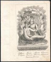 1836 Kern József (1795-1876): A Fájdalmas Szűzanya szobra a radványi Szűz Mária-kegyhelyen (Effigies Beatae Mariae Virginis in Oppido Radván Dioecesis Neosoliensis Comitatus Zoliensis). Rézmetszet, papír, jelzett a metszeten, 18x11 cm. [In: Jordánszky Elek: Magyar országban 's az ahoz tartozó részekben lévő Bóldogságos Szűz Mária kegyelem' képeinek rövid leírása. Pozsony, 1836.]