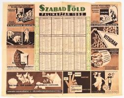 1962 Szabad Föld falinaptár, Bp., Egyetemi Ny., hajtva, kisebb lapszéli sérülésekkel, 47x60 cm
