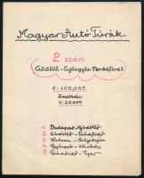 Magyar Autótúrák 2. szám. Gödöllő-Gyöngyös-Parádfürdő. Igényes, kézzel rajzolt térképekkel, ábrákkal, 6 sztl. lev.