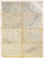 1914 Bátaszék és Pécsvárad katonai térkép, 1 : 75.000, K. u. k. militär-geographisches Institut, kissé viseltes állapotban, kézi jelölésekkel, 80x55 cm