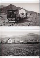 cca 1880 A Kassa-Oderberger vasútvonalon a Hradek-i állomás, kisvonattal; és a Tepla-i állomás, 2 db modern nagyítás, jelzés nélkül, 15x21 cm