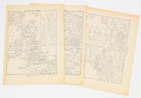 cca 1913 Nyugat- és észak-európai országok térképei, 3 db, Kogutowicz Manó: Földrajzi iskolai atlasz...