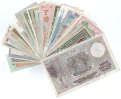 31db-os vegyes, főleg külföldi bankjegytétel, benne: Románia, Olaszország, India, Franciaország, Ind...