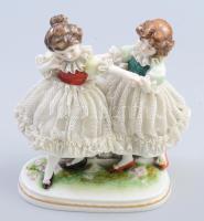 Scheibe-Alsbach lányka pár, jelzett, sérüléssel, 12x13 cm