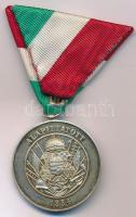 DN(~1940-1970) "A Magyar Országos Tűzoltó Szövetség Szolgálati Érme XV/ Alapíttatott 1884" 15 év után járó kétoldalas jelzett Ag kitüntetés szalagon (bruttó:25,33g/0.800/37,5mm) T:XF, patina