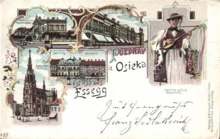 1898 Eszék with folkwear litho (EK)