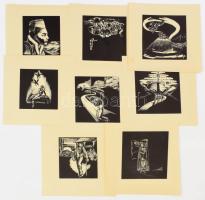 Buday György (1907-1990): 8 db jelzés nélküli fametszet, 10x9 cm és 11,5x10,5 cm közötti méretben