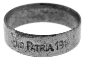 1914. "Pro Patria (A Hazáért)" Fe gyűrű (20,5mm külső átmérő) T:XF-VF