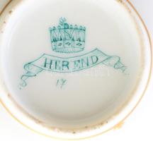 1884-1899 Herendi rózsa- és rovarmintákkal díszített kávéskészlet 13 darabja. Kézzel festett, egyik ...