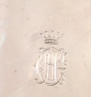 Ezüst (Ag) tál, rokályos áttört peremrésszel, monogramos, jelzett, d: 17,5 cm, nettó 218g