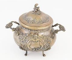 Ezüst (Ag) cukortartó, jelzett, m: 14 cm, nettó 390g