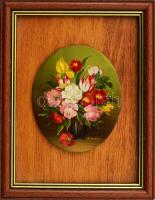 Clariss jelzéssel: Csendélet. Olaj, fa. Dekoratív fakeretben. 10x8 cm