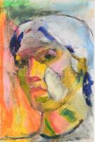 Jelzés nélkül: Expresszív női portré. Olaj, farost, 30x20 cm.