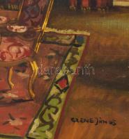 Apátfalvi Czene János (1904-1984): Enteriőr. Olaj, vászon, jelzett. Dekoratív, sérült fakeretben. 60...