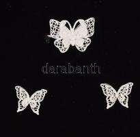 Ezüst (Ag) fülbevaló és gyűrű szett, jelzett, állítható méret: 53, nettó: 3,82 g