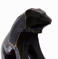 Faragott medve figurás fa tappertest, 19x10 cm