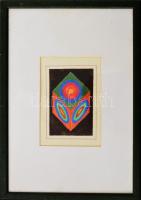 Vogel Ferenc (-): Geometrikus kompozíció. Akvarell, papír, jelzés nélkül. Üvegezett fakeretben. 10×7...