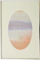 Maja-Lisa Sjögren (-): Sejtelmes téj, 1990. Akvarell, selyem, jelzett, üvegezett keretben, 20×13 cm