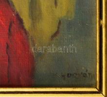 H. Horváth jelzéssel: Fiú hegedűvel. Olaj, karton. Dekoratív fakeretben, 27×19 cm