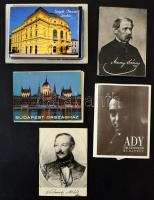 10 db MODERN magyar füzet: Ady Endre, Arany János, Vörösmarty Mihály, Feszty zsebkönyv, Budapest, Debrecen, Balaton, Kishegyes (Mali Idos) képeslap reprintek, stb.