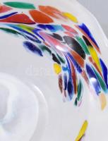 Színezett többrétegű színezett üveg tálka, hibátlan, d: 16 cm