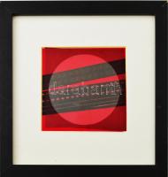 Op-art kompozíció körtrel. Színes fólia, jelzés nélkül. Üvegezett fakeretben. 12x12 cm