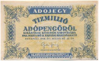 1946. 10.000.000AP T:VF szép papír, hátoldalon ragasztónyom Adamo P54