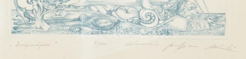 Kolozsvári Grandpierre Miklós (1950-): Drágaságom. Színes rézkarc, papír. Jelzett, számozott (23/100...