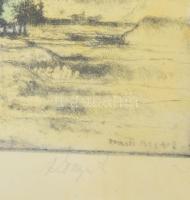 Komjáti-Wanyerka Gyula (1894-1958): Nagy táj. Színezett rézkarc, papír, jelzett, üvegezett fakeretbe...