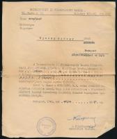 1940 Ujházy György (1895-1971) író, újságíró. forgatókönyvíró Színművészeti Kamara felvételi bizottságának igazolás filmíró szakcsoportba való felvételre.