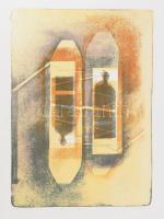 Nádas Alexandra (1974-): Kikötés/Kötődések, 2001. Színes litográfia, papír, jelzett, számozott: . 47,5x32 cm