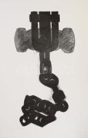 Lynn Newcomb (-), amerikai, művész: Horgony, Eötvös tér. Litográfia, papír, jelzett, 1/8 számozással. 61x34 cm