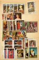 Magyar és külföldi vegyes tétel közte sok külföldi festmény motívum, ~100 db kiscímletű postatiszta ...