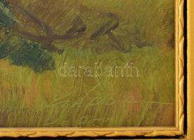 Gádor Emil (1911-1998): Atmoszférikus táj. Olaj, farost, jelezve jobbra lent. Dekoratív fakeretben, ...