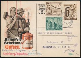 1941 Díjkiegészített díjjegyes levelezőlap Budapestre