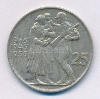 Csehszlovákia 1955. 25K Ag "10. függetlenségi évforduló" T:XF, patina Czechoslovakia 1955. 25 Korun Ag "10th Anniversary - Liberation from Germany" C:XF, patina Krause KM#43