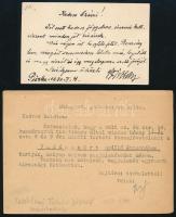 1930, 1943 Sziklay Kálmán ny. huszárezredes és Teleki József huszárhadnagy által aláírt névjegykártya és levelezőlap
